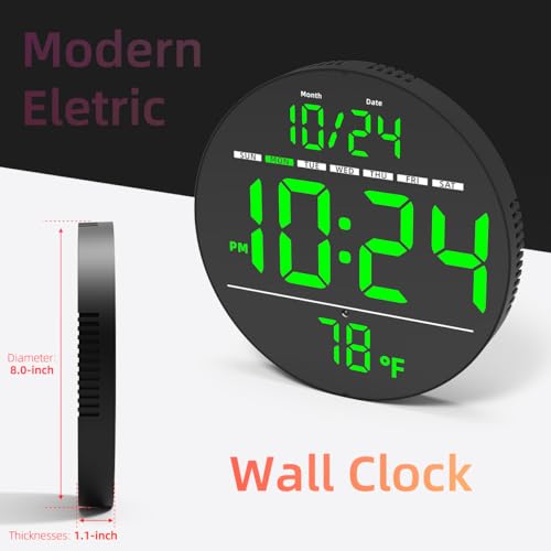 Xuanzit Digital Wall Clock With Large Led Display, Auto-Brightness, Temperature, Low-Reflectivity, Small Silent Non-Ticking Modern Electric Wall Clock For Bedroom thumb #6