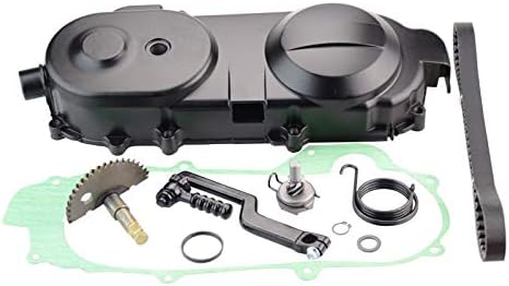 GOOFIT Transmission Cover Assembly with Start Gear Shaft Belt Replacement for 4 Stroke GY6 49cc 50cc Scooter Moped 139qmb Short Case Version