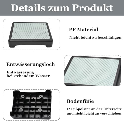 CAAGGMM Rutschfest Halbstufe, Einstiegshilfe Tritthocker, Mobilitätsstufenplattform Trittstufe, Tragbare Steighilfe Treppen Stufe, Tragkraft von bis zu 200 kg, für Bett, Treppe, Schwarz Leuchtend