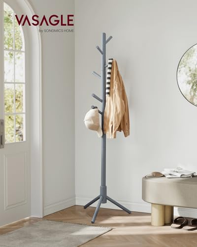image for VASAGLE Solid Wood Coat Rack, Free Standing Tree-Shaped Coat Rack with