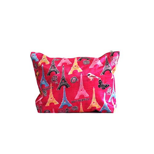 Bolsa de praia feminina Transparente de pvc com estampa e zíper + Nécessaire Cor: Rosa Pink