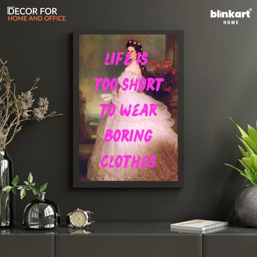 Image of BLINKART Framed Photo - Life Is Too Short | Altered Art Theme | Motivational & Inspirational Wall Art Poster for Home, Bedroom, Living Room, Office, Hotel & Gifting - 12x8 Inch
