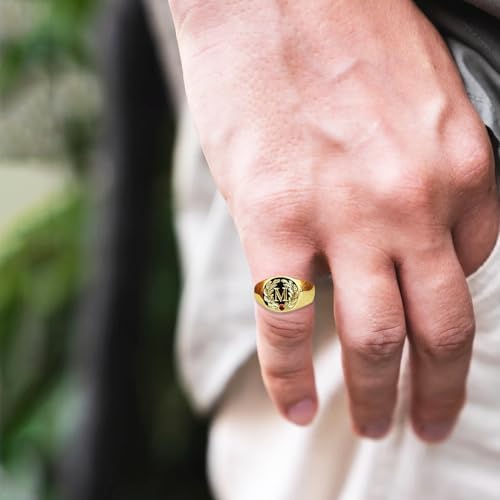 10K 14K 18K Men's Gold Pinky Rings - Birthstone & Gemstone Pinky Rings for Men, Solid Gold Minimalist Ring, Durable Comfort Fit Pinkie Ring, Gift for Him4