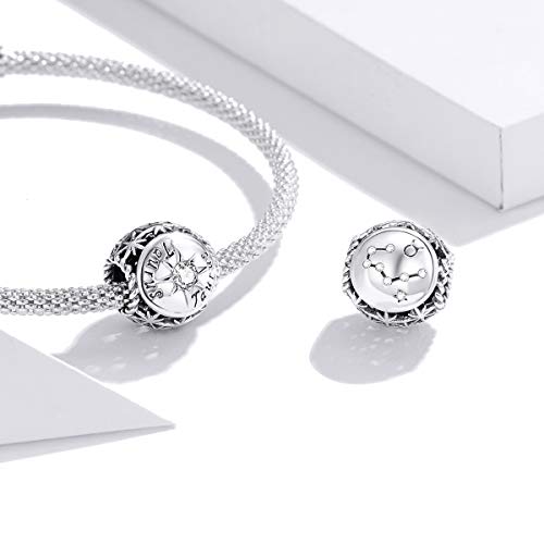 Image of 12 Constellation Charms 925 Sterling Silver Crystal Zircon Charms Family and Friends' Birthday Charm Birthstone Charms for Women Bracelets