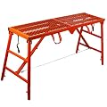 UXHRILV Scaffolding Equipment, Portable Folding Scaffolding, Multipurpose Work Platform Scaffold Tower Ladder Stool Work Bench, 882 Lbs Load, Galvanized Steel