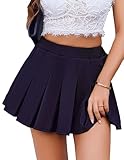 Avidlove Short Pleated Skirts for Women Cheerleader School Uniform High Waist Tennis Skater Mini Skirt （ Blue, L