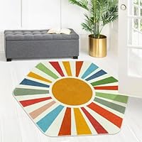 STARUIA Rainbow Machine Washable Hexagon Rug, 4'x 4'7\", Multi-coloured, Vintage Bohemian, Kids Room, Playroom, Non-Slip, Soft, Polyester, Area Rug