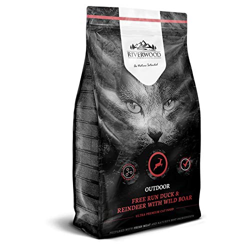 - Alimentos secos completos sin cereales para gatos adultos con pato, reno, jabalí (2 kg)