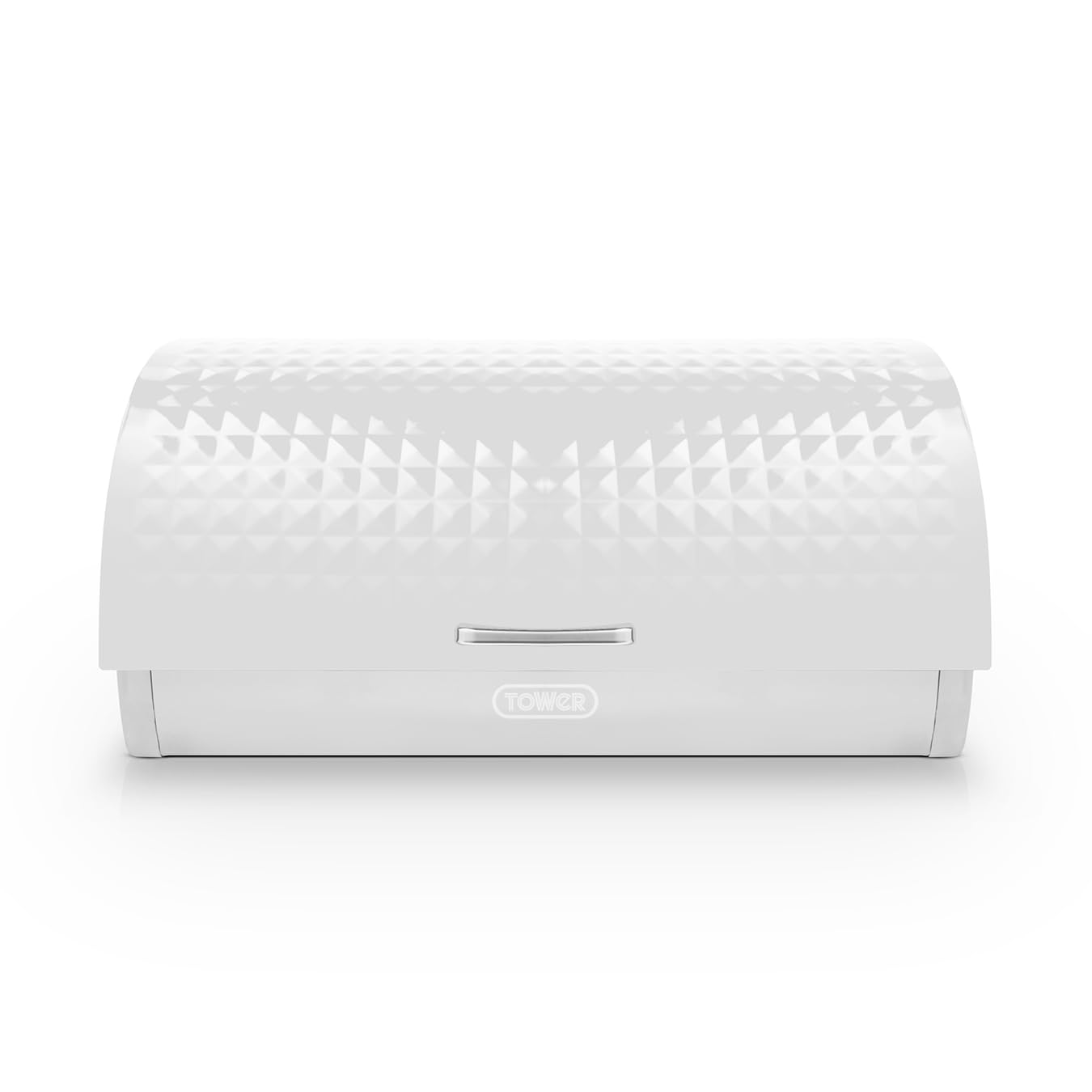 Tower Solitaire Roll Top Bread Bin - Silver Stainless Steel Body With A White Lid