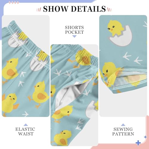 ZZXXB Chick Footprint Boys Long Pants Soft Trousers Elastic Waist Kids Lounge Bottoms with Pockets S-XL4