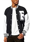 COOFANDY Mens Letterman Jacket Patches Varsity College Sweatshirt Jacket