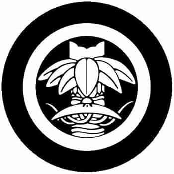 陣笠　紋入り 良品】陣笠 当時物「丸に違い鷹の羽紋」乾漆/黒塗金彩 古道具/