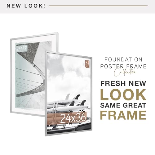 Image of MCS Foundation 24x36 Poster Frame Traditional Silver, Vertical & Horizontal Wall Hanging Large Picture Frame for Photos, Posters & Art Prints (1-Pack)