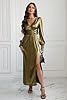 Women's Fall Split Hem Metallic V Neck Cocktail Dr... #1