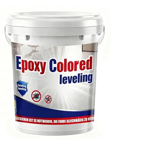Epoxy Colored Sand Floor Paint, Epoxy Floor Paint for Concrete, High-Gloss Marble Effect Paints, Waterproof and Non-Slip, Suitable for Indoor and Outdoor Use (5kg,White)