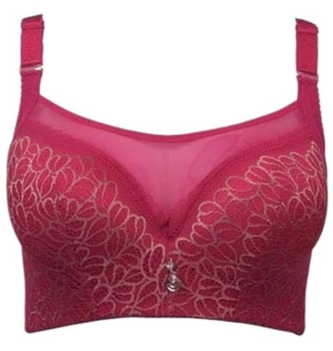 FGUJSUR Sujetador Mujer Sujetador de Busto Grande, Copa CDE 80, 85, 90, 95, 100 y 105, con Encaje, Push-up supergrande, lencería for Mujer(46,Wine Red,DD)