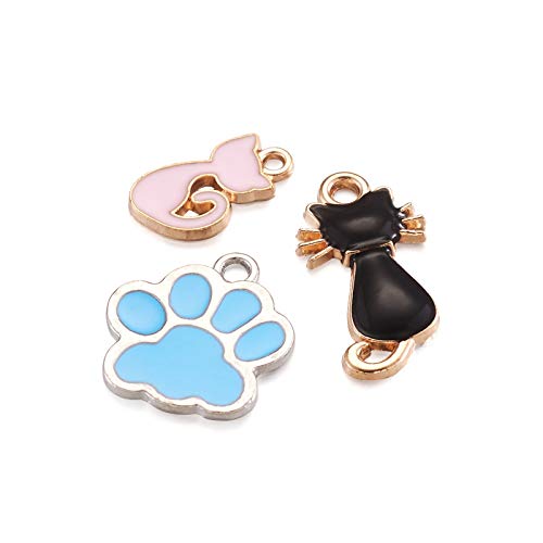 Craftdady 22pcs Cat Bear Paw Prints Enamel Dangle Pendants Kitten Animal Footprint Metal Floating Charms for Earring Bracelet Necklace Jewellery Crafts Making - Image 2