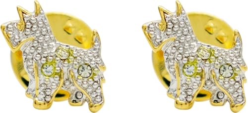 Image of Set of 2 Brooch Lapel Pins With Rhinestones