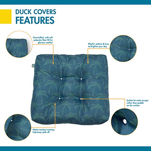 Duck Covers Water-Resistant 19 X 19 X 5 Inch Indoor Outdoor Seat Cushions, Blue Oasis Palm, 2-Pack #TOP2
