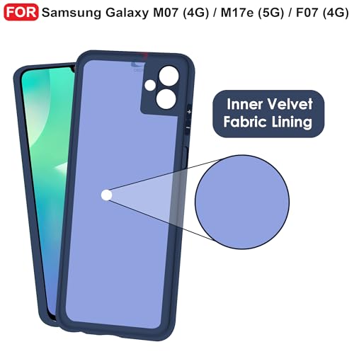 Image of CEDO Back Cover for Samsung Galaxy M07 (4G) / M17e (5G) / F07 (4G) | Camera Bump Protection & Inner Velvet Fabric Lining | Ultra Slim Matte Soft Rubberised Case Cover (Blue)