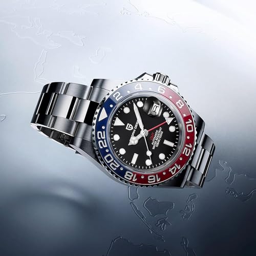 CADISEN Pagani Design 1662 GMT Men's Automatic Mechanical Watch Top Grade Stainless Steel Sapphire Glass Diver Sports Men's Watch 40mm Date 100M Waterproof reloj Hombre