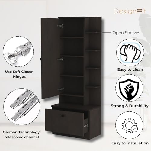 Image of DesignFit Engineered Wood Dressing Table with Mirror and Storage,Vanity Table with Closed and Open Storage for Bedroom, Home & Living Room (Wenge Finish)