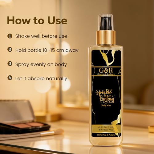 Image of G&R Sparkle Fantasy Body Mist 100ml | Made With Niacinamide & Aqua | Non-Alcoholic Formula with Glitery Tint Finsh | Skin Friendly Perfume for Refreshing Long Lasting Fragrance | For all skin type