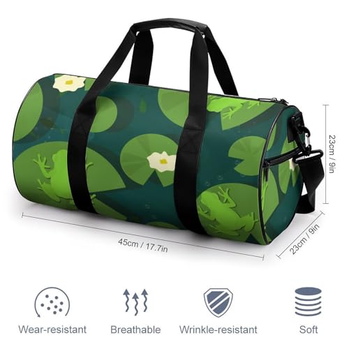 Sac de voyage 45x23x23cm grenouille et feuilles pour camping et randonnée