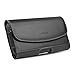 iPhone 14 Pro, 14 Plus Belt Holster with Bulky Phone Case. Chestnut Stitching On Black PU Leather. 3 Strong Magnets Closure. Reinforced Belt Loops with ID Card Slot. (for Rugged Case)