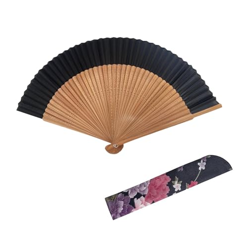 GWAWG Éventail pliable en bambou et soie, Éventails pliants, Éventail chinois japonais vintage, Éventails en bambou avec pampille pour mariage, danse, fête, décoration, festival de musique, performanc