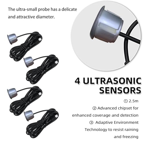 Image of LCD Parking Sensor Kit - Displays Data on Original Screen, Easy Rear Installation, Compatible with CVBS Cameras (Not for AHD), 18 Probe Colors to Match Any Vehicle(Silver)