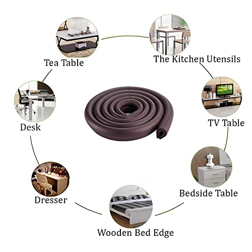 Image of SYGA Baby Safety Strip Furniture Edge Guard Cushion Corner Cover 2 Meter 6.5 feet Tape Infant Bump Protector (UShape Brown)
