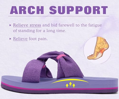 Image of KuaiLu Womens Dressy Bow Sandals Arch Support Yoga Foam Cushion Comfortable Walking Slides Open Toe Summer Beach Indoor Outdoor Slippers