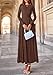 PRETTYGARDEN Women's 2025 Fashion Trendy Fall Long Sleeve Dresses Ruched Flowy Elegant Modest Boho Casual Beach Maxi Dress (Coffee,X-Large)