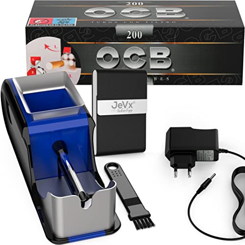 JEVX Rouleuse à tabac + 200 tubes avec filtre OCB - Machine électrique pour le remplissage de cigares, a roler pour fumer des cigarettes, Tube électrique...