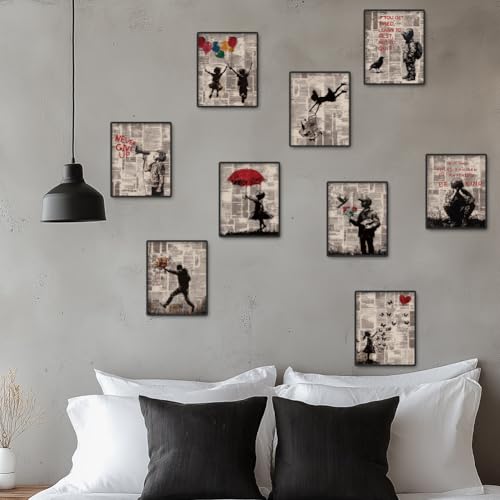 DOODLREAM 9 Pack Unframed Waterproof Banksy Canvas Wall Art Decor, Inspirational Quotes Never Give Up Not to Quit 20 x 25cm Canvas Wall Poster for Home Office Classroom Bedroom Living Room Decor by DOODLREAM - Image 6