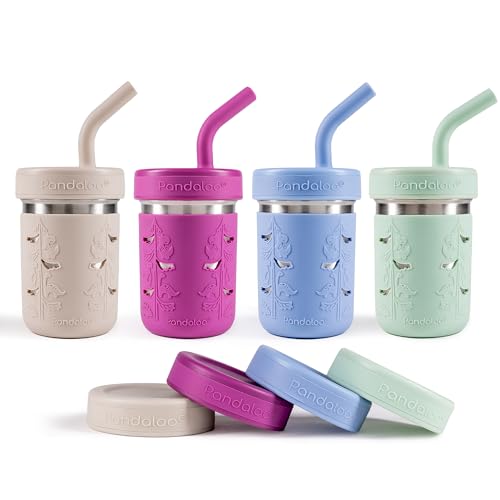 Image of Pandaloo® Smoothie Cups for Kids - Stainless Steel Toddler Tumbler with Straw, Sippy Cup for Smoothies - BPA-Free, Toddler Snack Cups, 10 oz