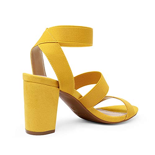 Image of DREAM PAIRS Women's Open Toe High Chunky Elastic Strap Dress Heel Sandals