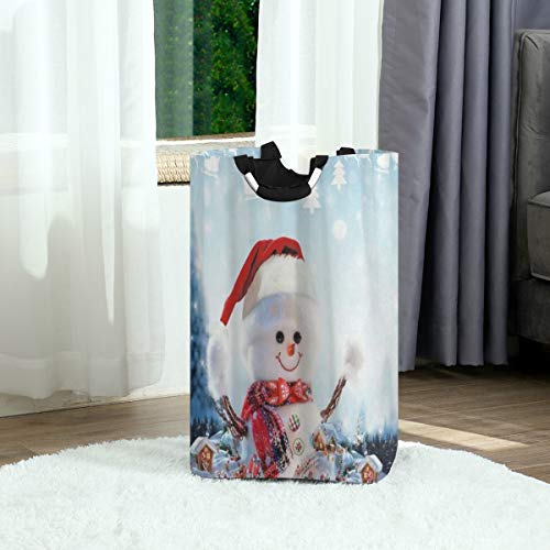 Wäschesack,Weihnachts-niedlicher Schneemann-Druck,Großer faltbarer Wäschekorb,zusammenklappbarer Wäschekorb,zusammenklappbarer