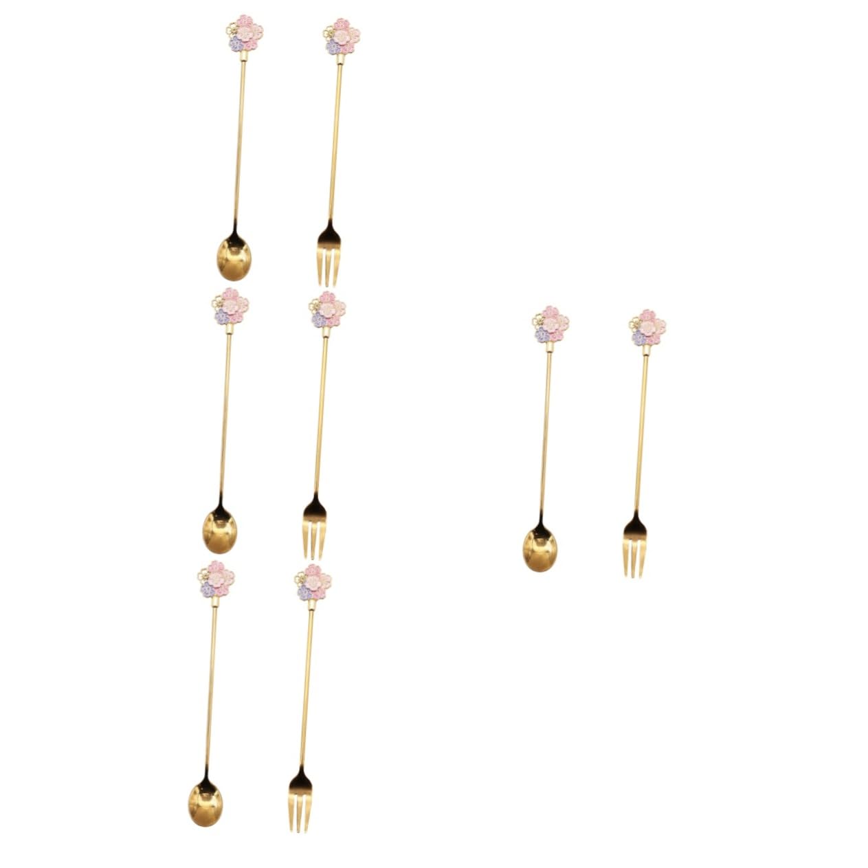 COLLBATH Lot De 4 Cuillères Et Fourchettes À Dessert Japonaises Pour Une Prise En Main Confortable Idéales Pour Le Café Le Thé La Soupe Etc