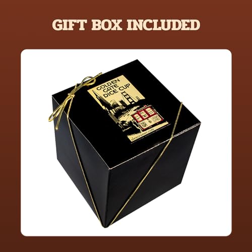 Golden Gate Dice Cup Set con 5 dados y copa de cuero miniatura 4