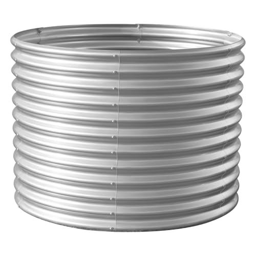 Land Guard 3×3×3ft Galvanized Raised Garden Bed Kit, Round Galvanized