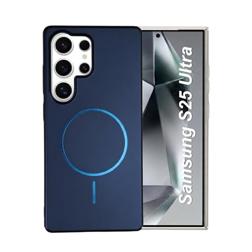 Image of AIBEX Ultra-Thin MagSafe Back Cover Case Compatible with Samsung S25 Ultra|Slim Fit Scratch-Resistant Matte |Magnetic Wireless Charging |Microfibre Lining |Camera Protection (PC Material) - Dark Blue