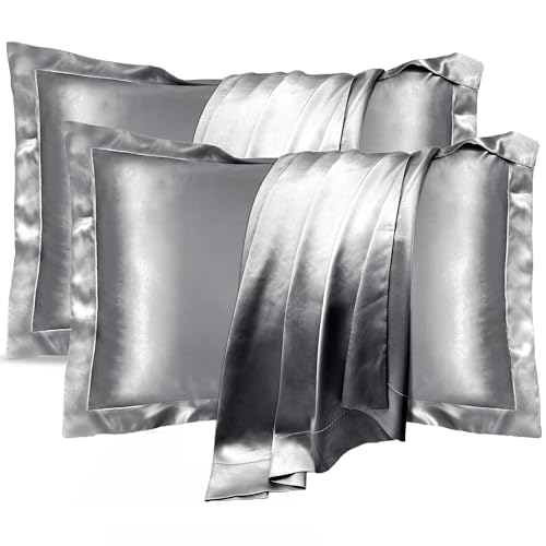 UQQU 2er Set Maulbeerseide Kissenbezug, 100% Seidenkissenbezug 40x80cm für Haar und Hautpflege, Natürliche Seide Kissenbezug mit Weiche...