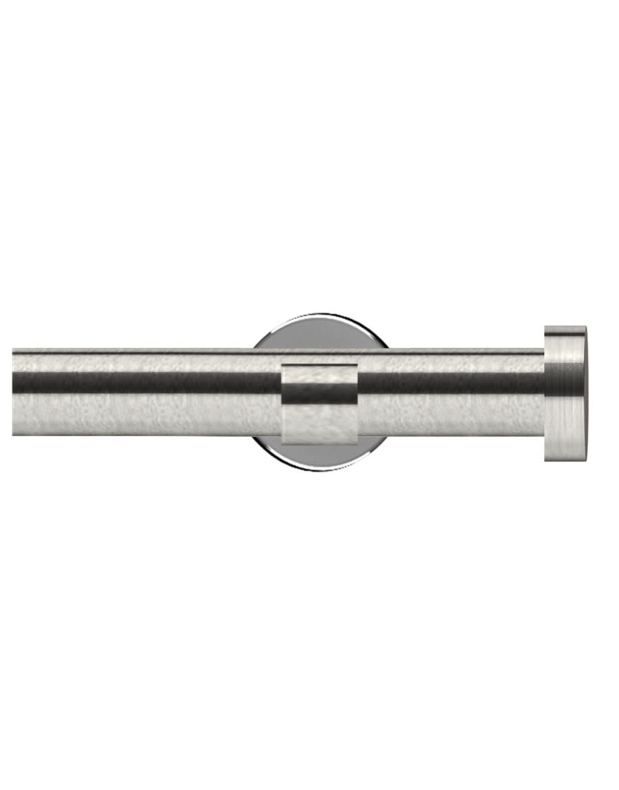 ABC Decor Eyelet Curtain Pole Trade Pole with Designer Cup Bracket, STUD Finials, Satin Steel, 180 cm wide