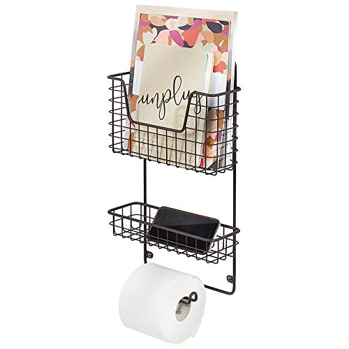 mDesign Wall Mount Metal Toilet Tissue Paper Roll Holder and Dispenser - 3