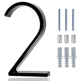 Modern House numbers Black Floating, 5 Inch Numbers for House Address for Outside Yard Street and Mailbox Decor with Nail Kit and Instructions,Easy To Install (Number 2)