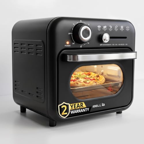 Image of iBELL AEROWAVE10G Air Fryer Oven 10Ltr, 1400W with Rotisserie, Bake, Grill, Roast & Dehydrate, 6 Preset Cooking Modes Black