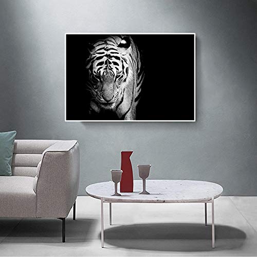 Noir et Blanc Toile Peinture Tigres Animal Mur Art Affiches et Gravures Photos pour Salon Décoration de La Maison 20x30cm Sans Cadre Cover