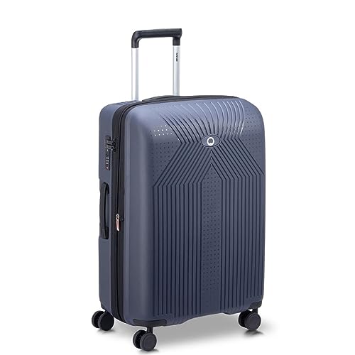 Image of DELSEY Paris ORDENER 66 cms Medium Check-in Polypropylene Hard Sided 8 Wheels Spinner Suitcase /Trolley Bag for Travel with TSA Lock- Blue